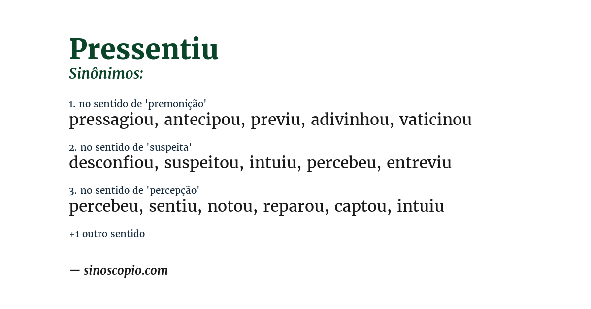 Sinônimo de pressentiu