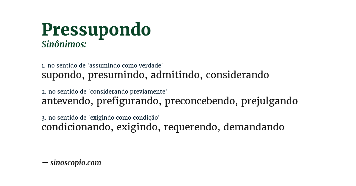 Sinônimo de pressupondo