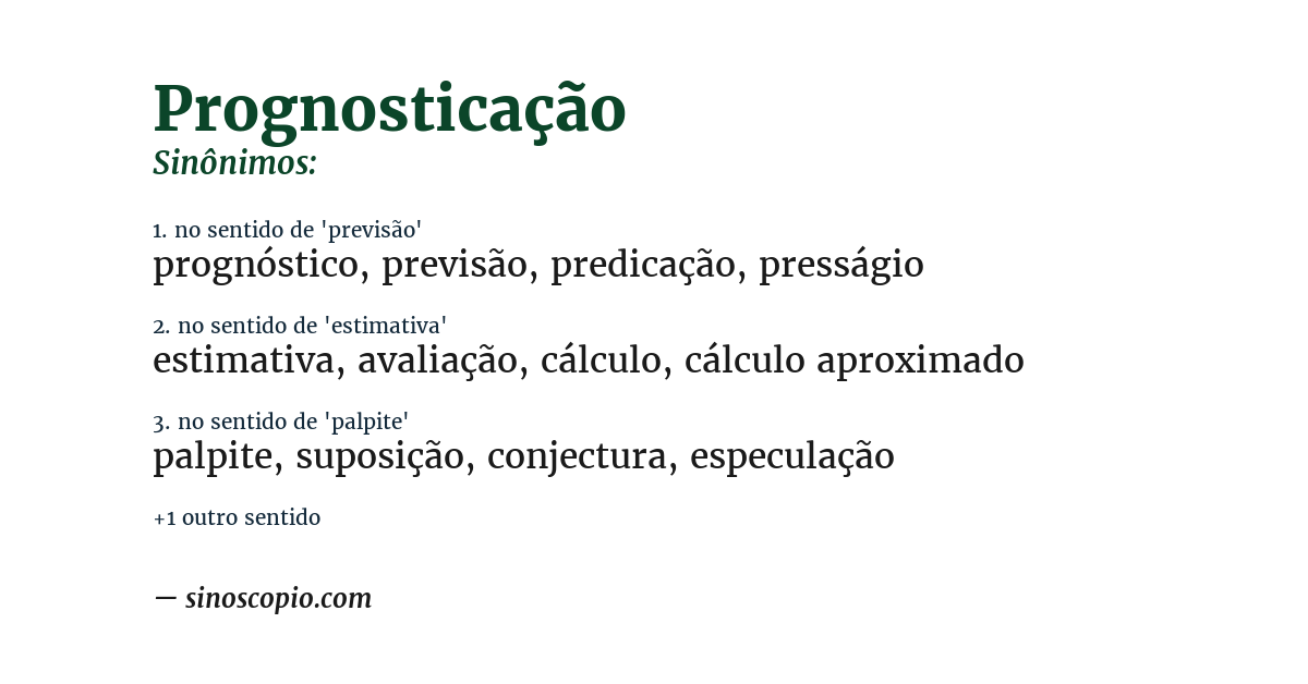 Sinônimo de prognosticação