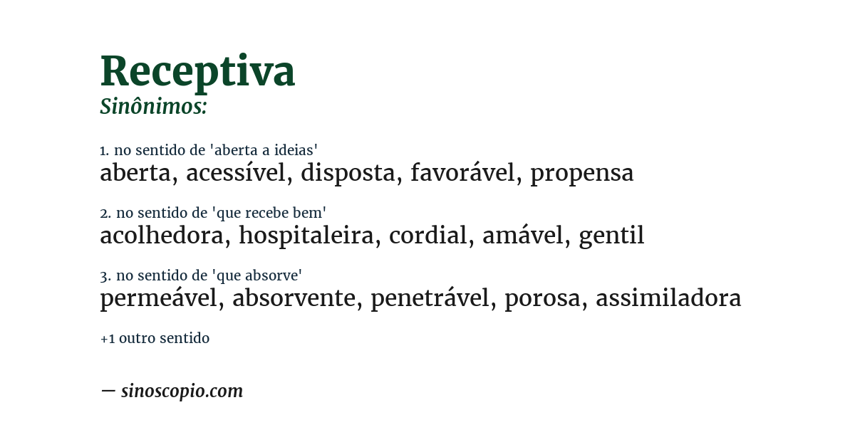 Sinônimo de receptiva