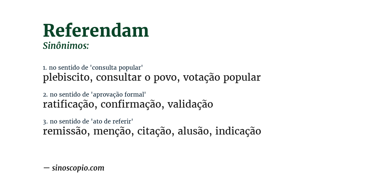Sinônimo de referendam