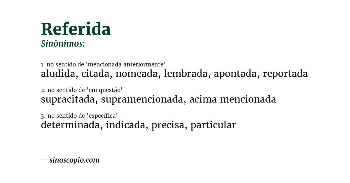 Sinônimo de referida