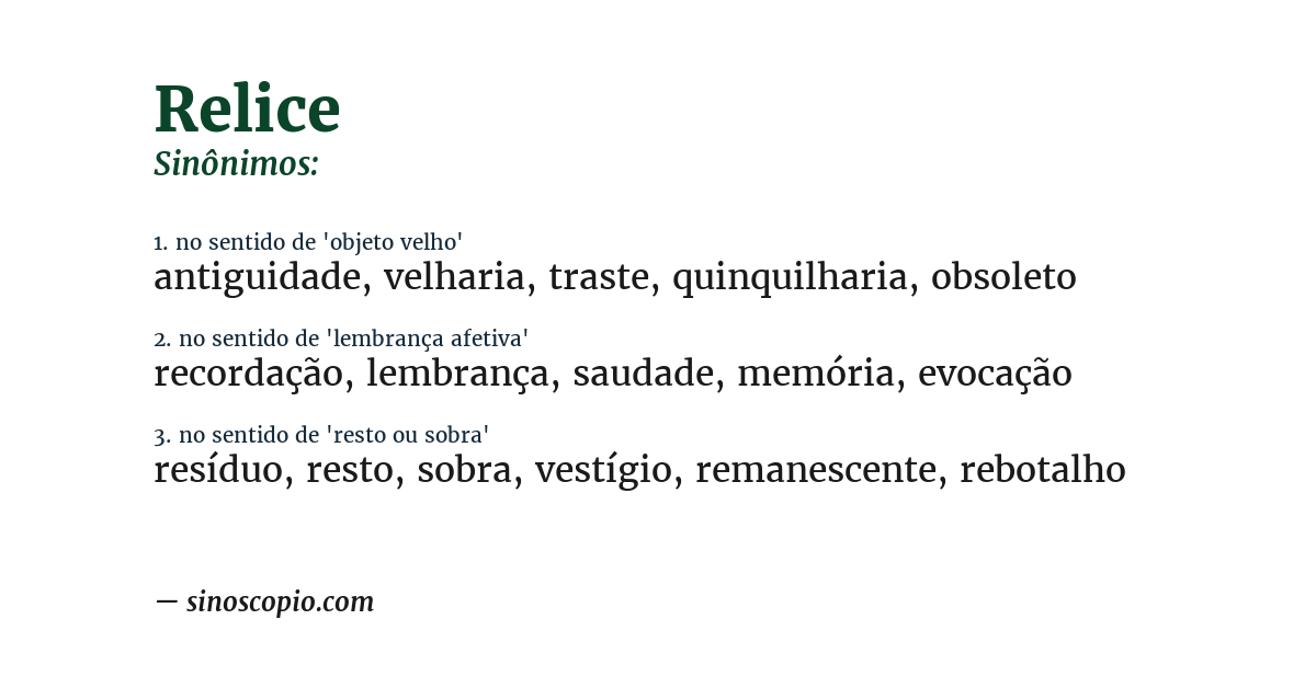 Sinônimo de relice