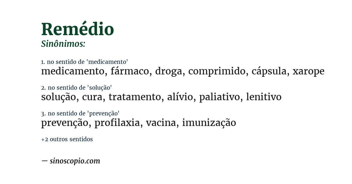 Sinônimo de remédio