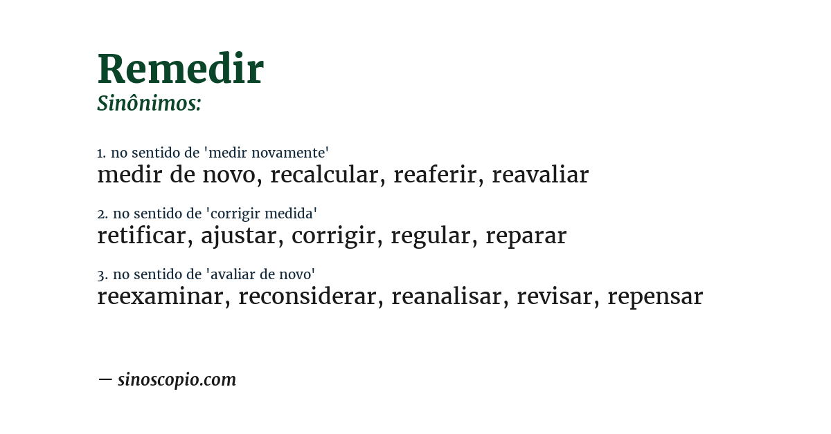 Sinônimo de remedir