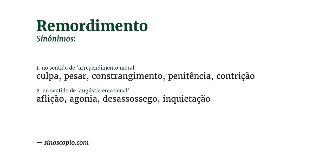 Sinônimo de remordimento