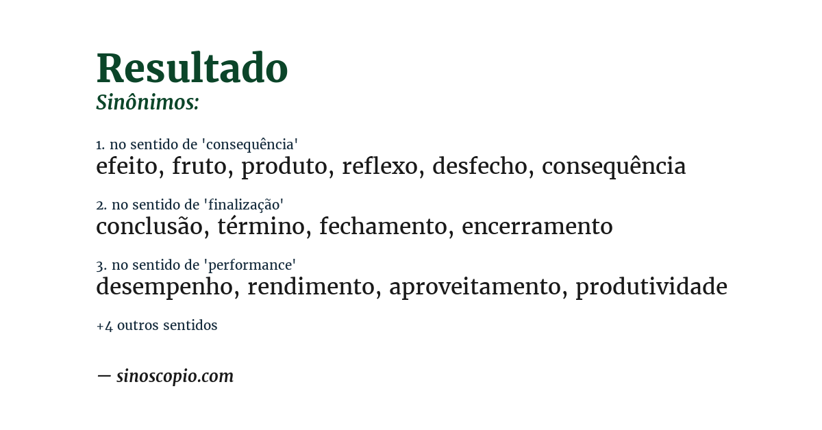 Sinônimo de resultado