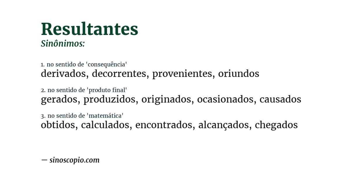 Sinônimo de resultantes