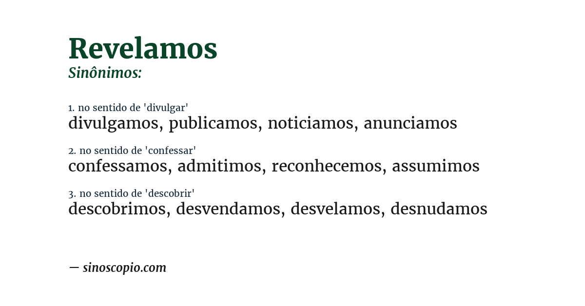 Sinônimo de revelamos