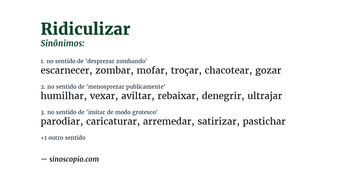 Sinônimo de ridiculizar