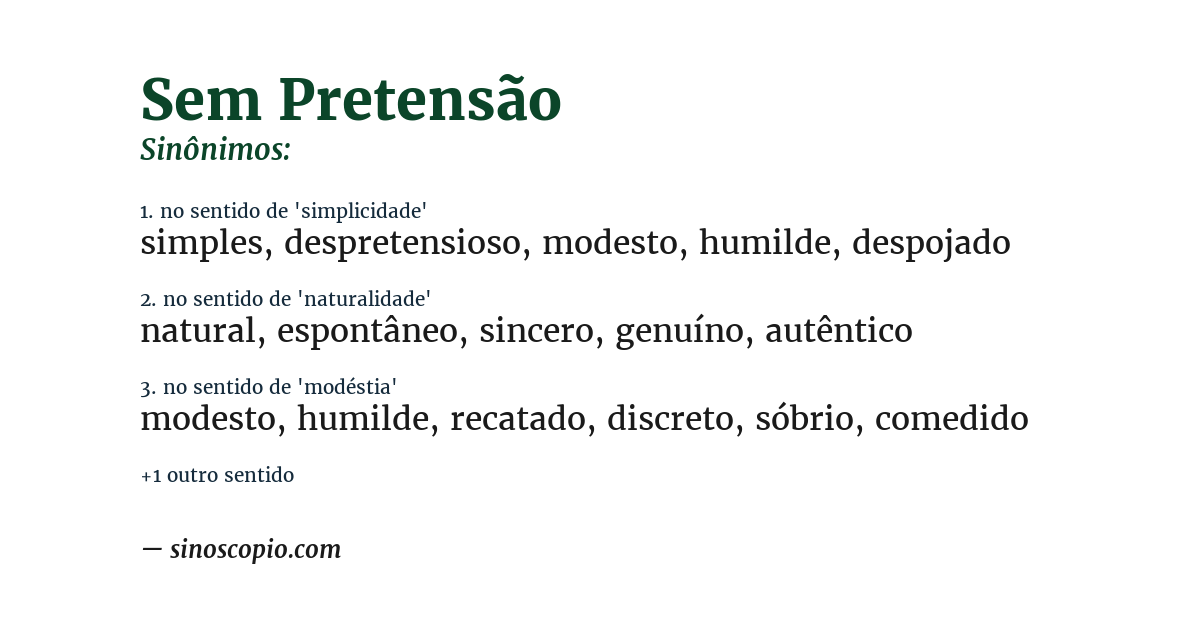 Sinônimo de sem pretensão