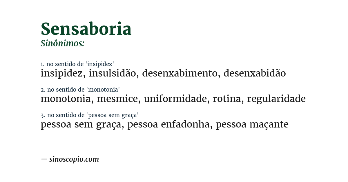 Sinônimo de sensaboria