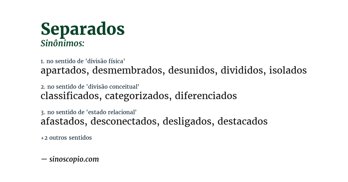 Sinônimo de separados