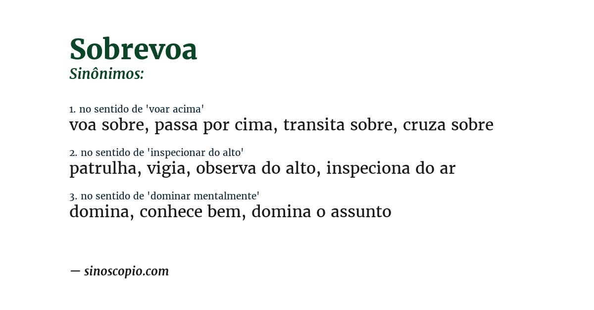 Sinônimo de sobrevoa