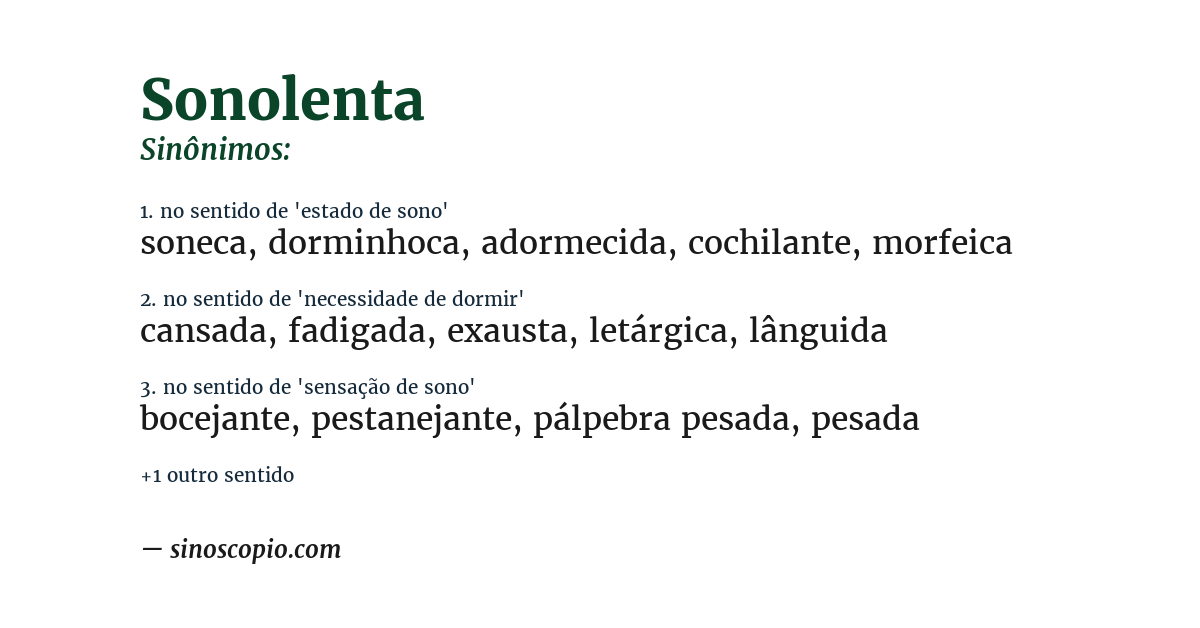 Sinônimo de sonolenta