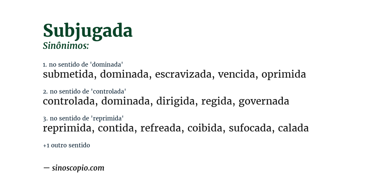 Sinônimo de subjugada