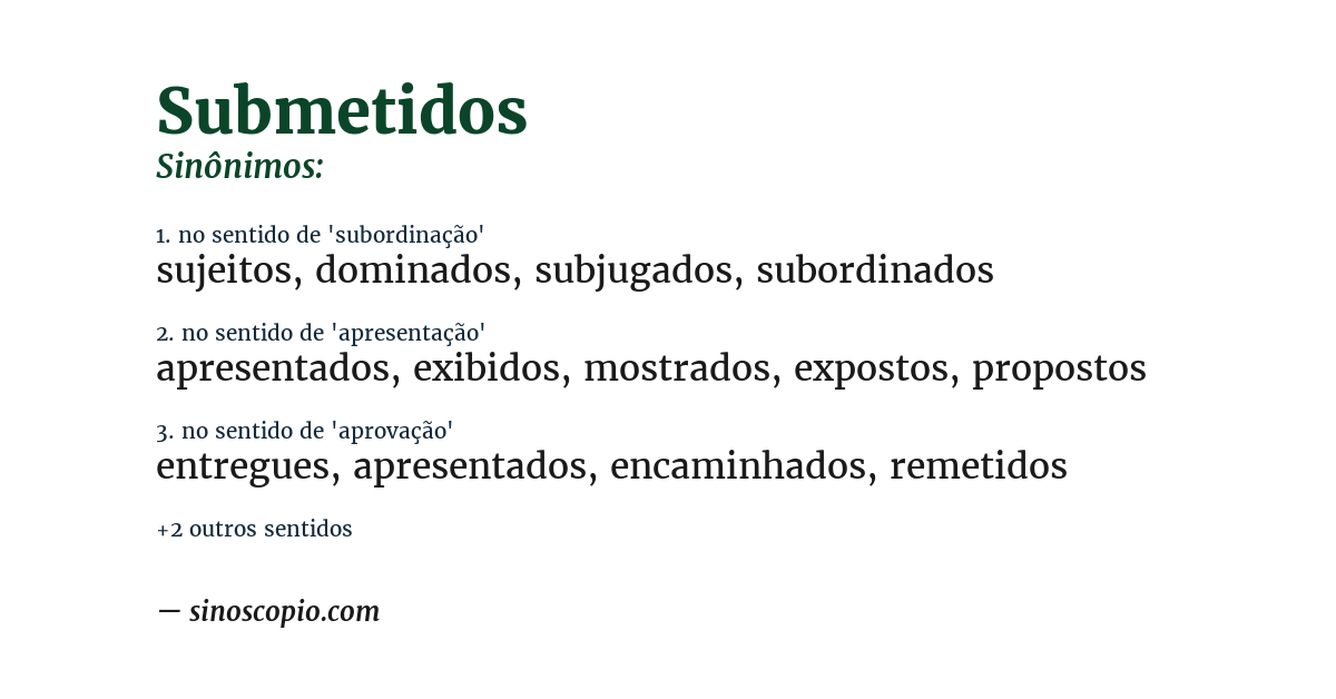 Sinônimo de submetidos