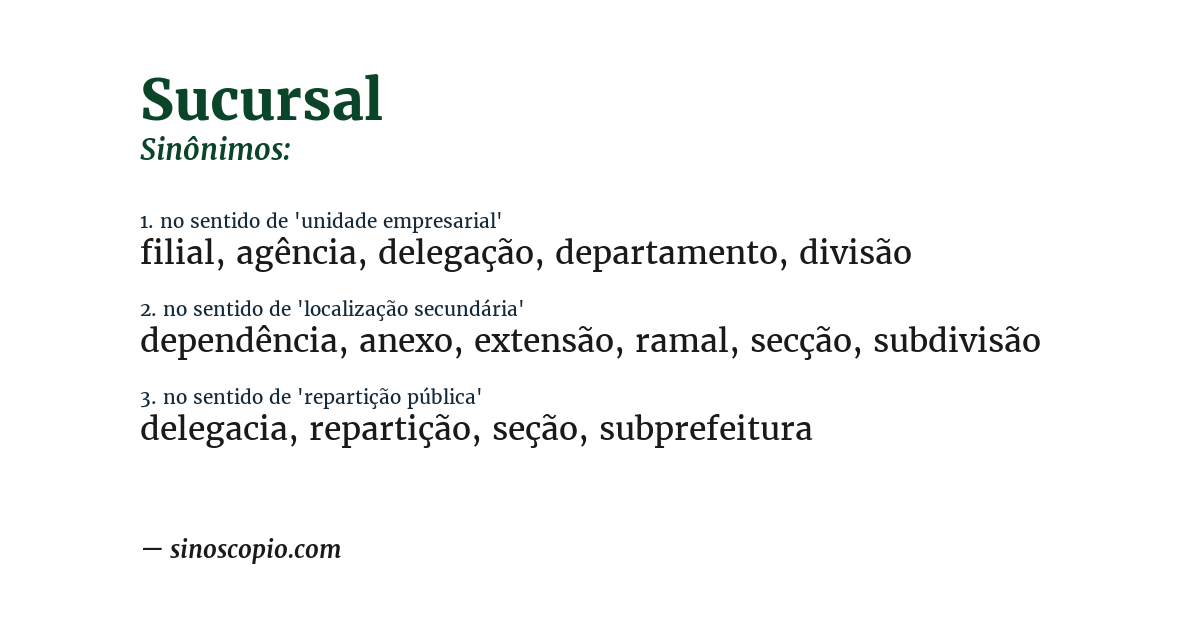 Sinônimo de sucursal