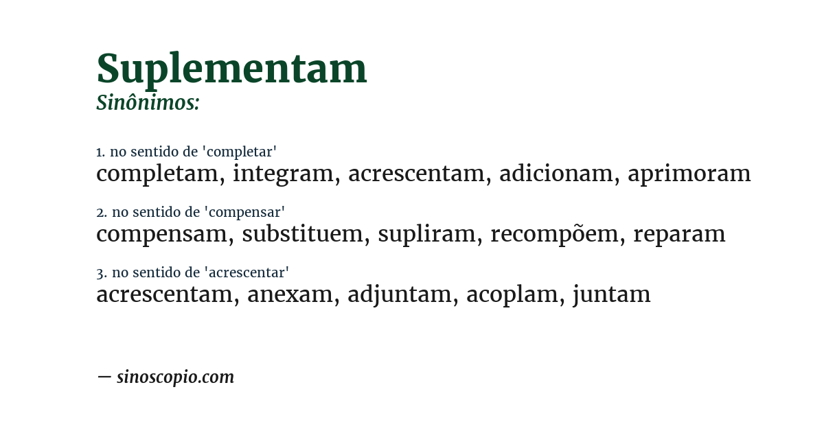 Sinônimo de suplementam