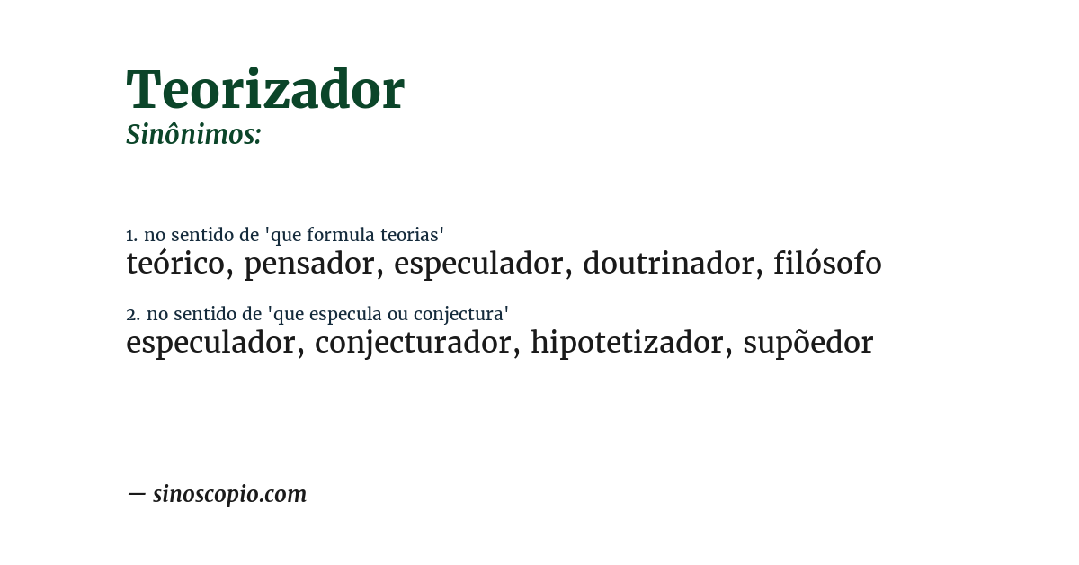 Sinônimo de teorizador