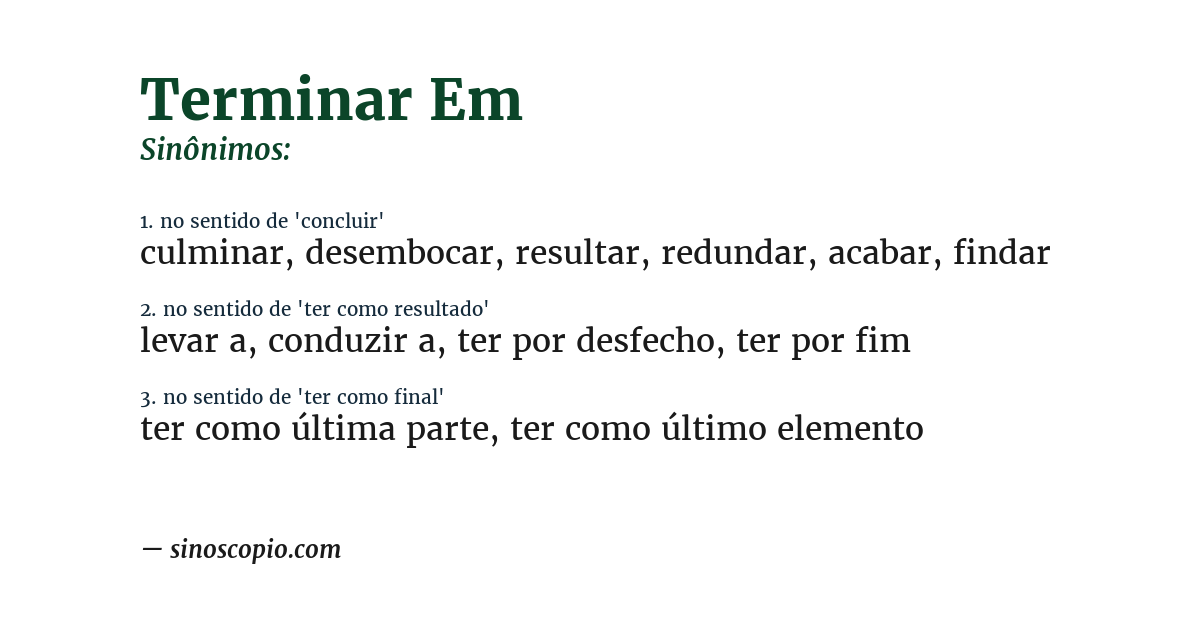 Sinônimo de terminar em