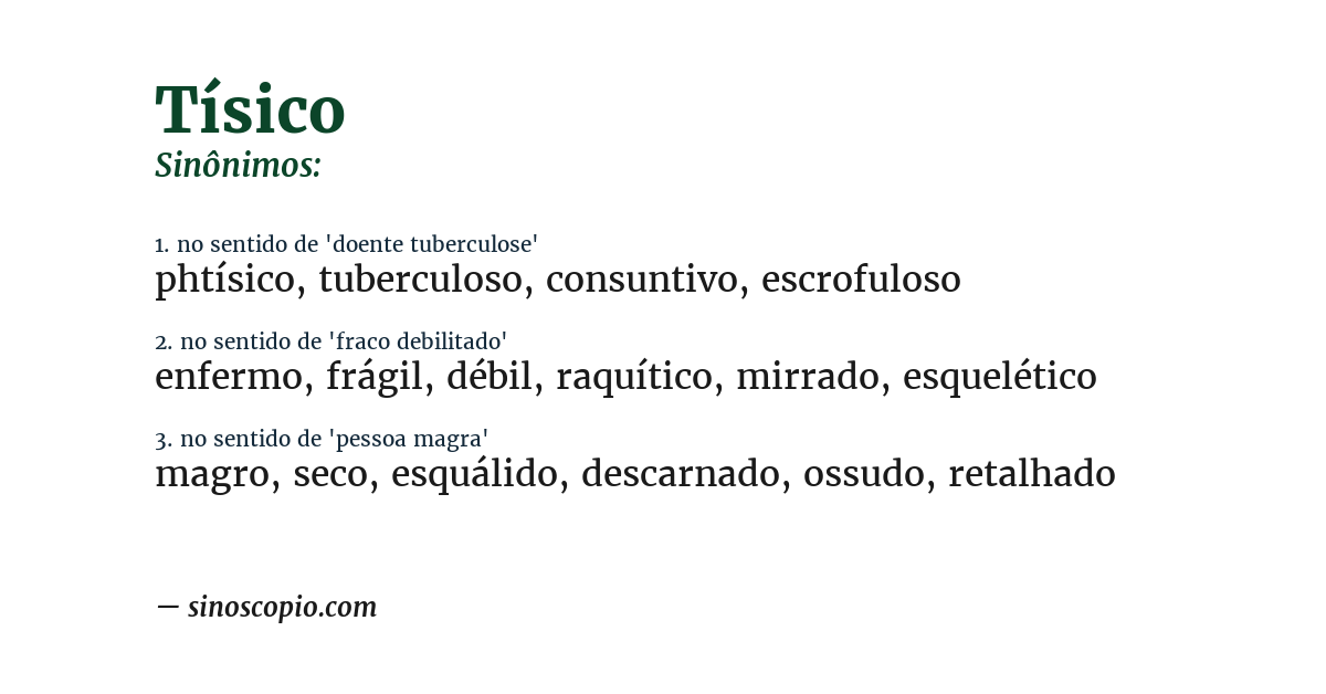 Sinônimo de tísico