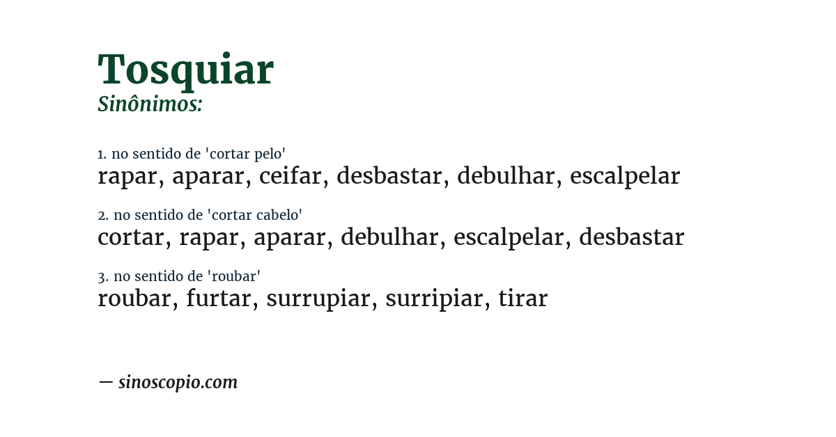 Sinônimo de tosquiar