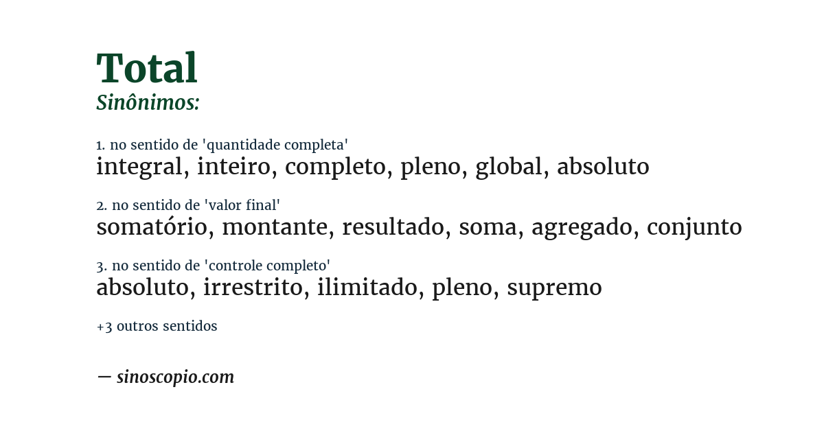 Sinônimo de total