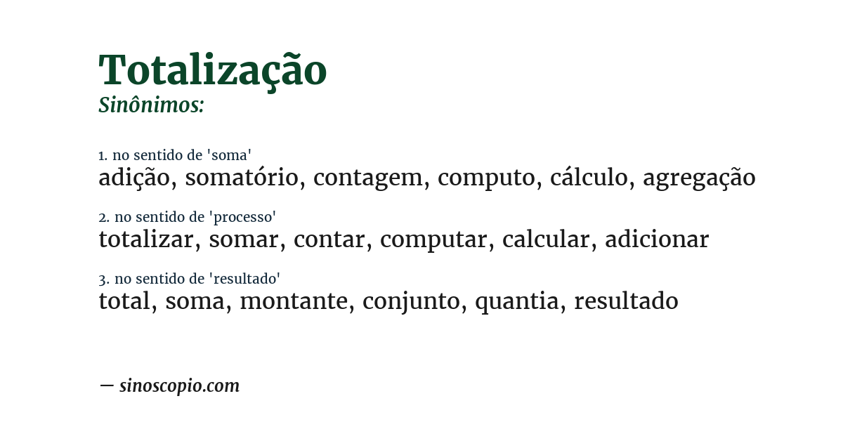 Sinônimo de totalização