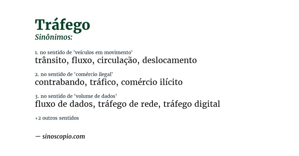 Sinônimo de tráfego