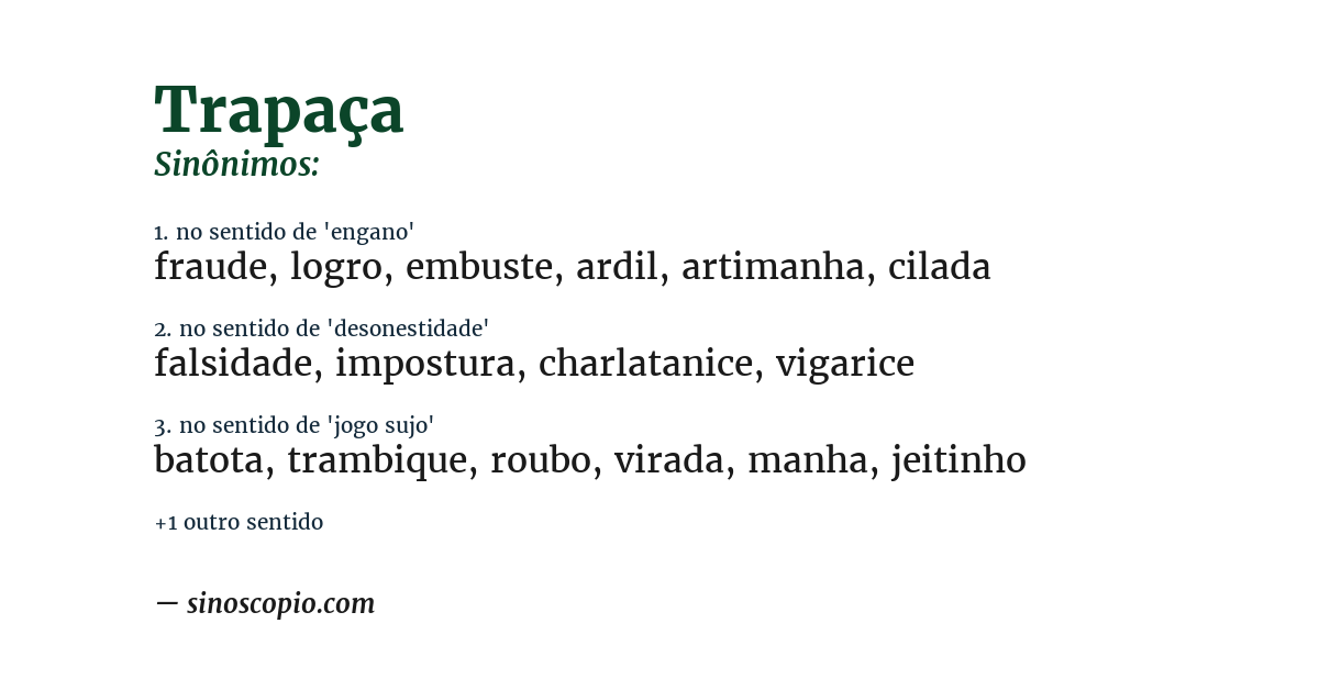 Sinônimo de trapaça