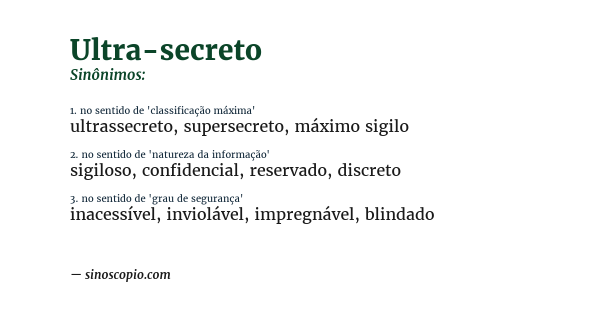 Sinônimo de ultra-secreto