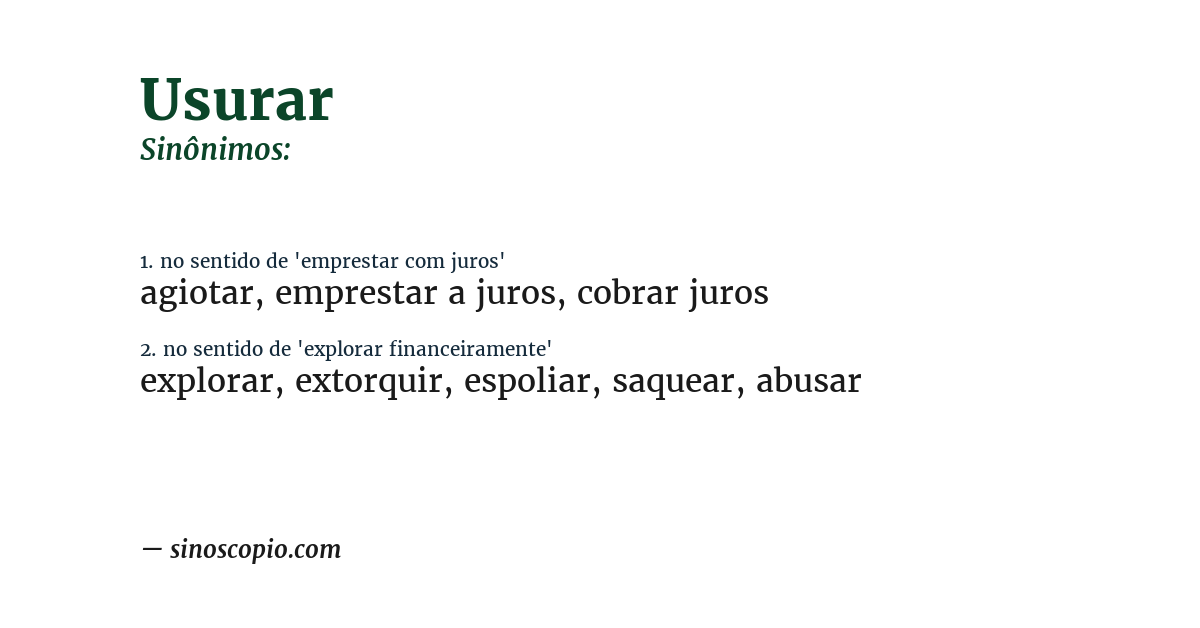 Sinônimo de usurar