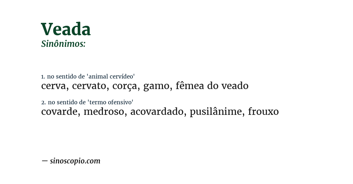 Sinônimo de veada