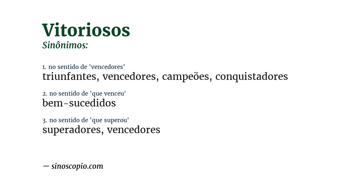 Sinônimo de vitoriosos