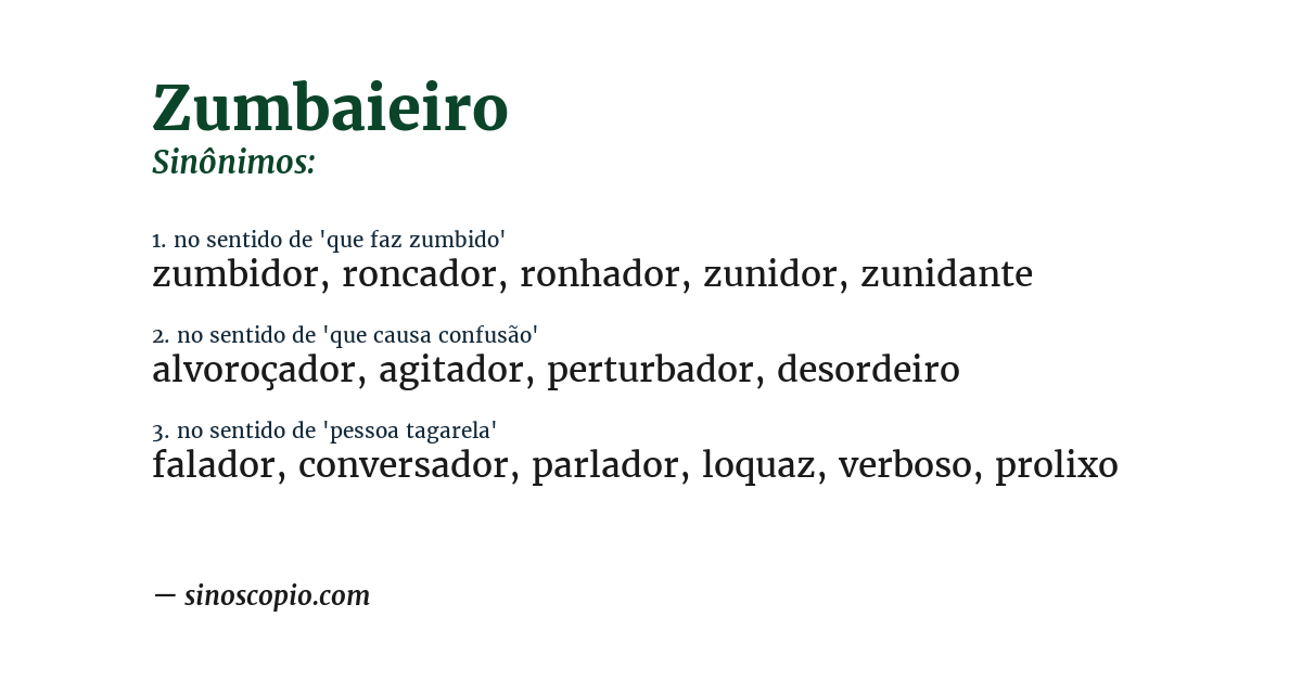 Sinônimo de zumbaieiro