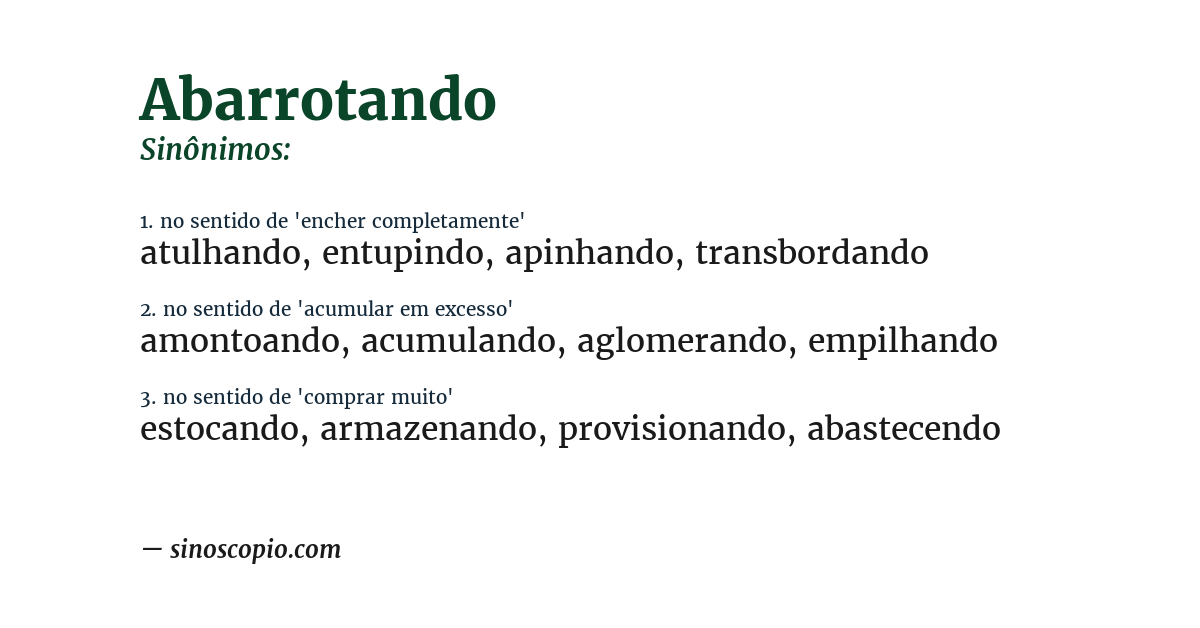Sinônimo de abarrotando