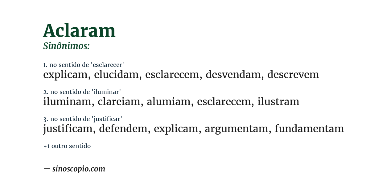 Sinônimo de aclaram