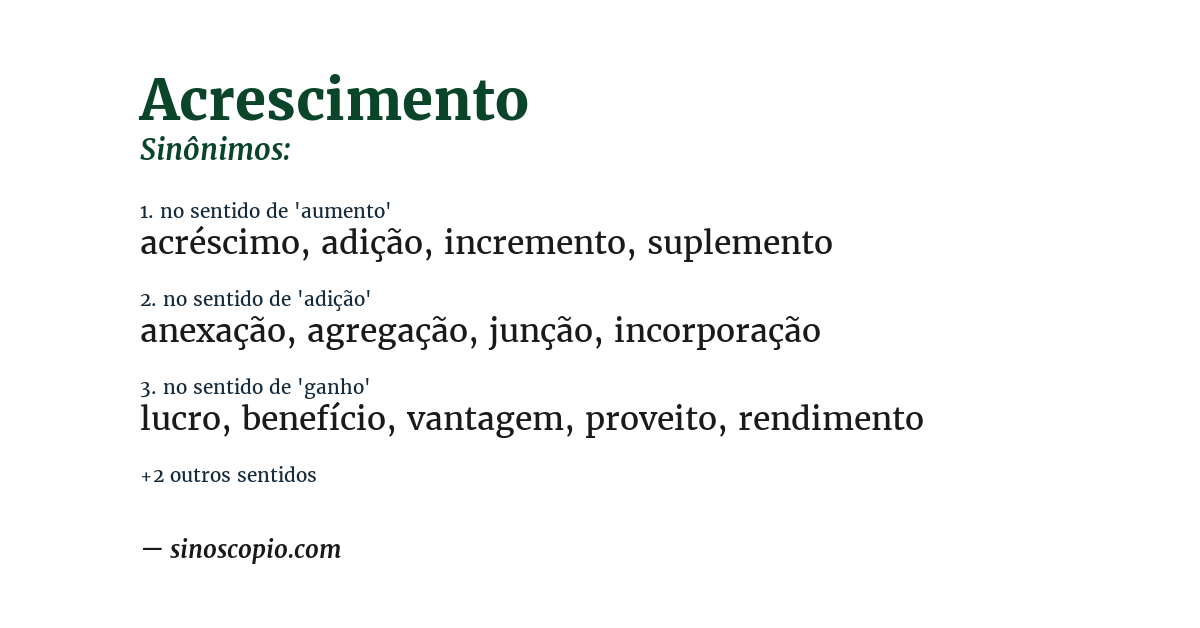 Sinônimo de acrescimento