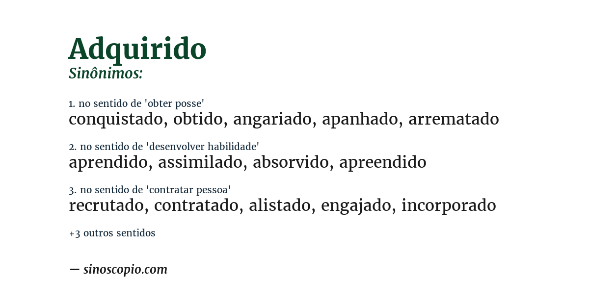 Sinônimo de adquirido