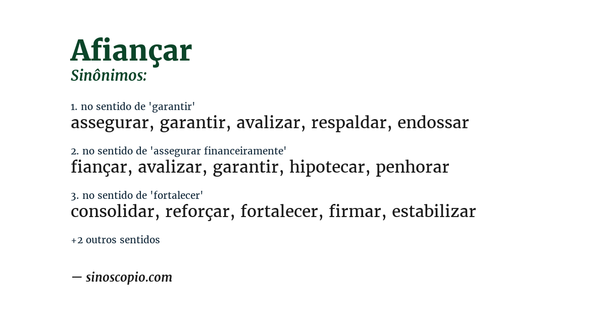 Sinônimo de afiançar