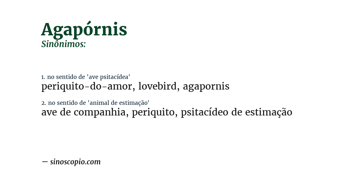 Sinônimo de agapórnis