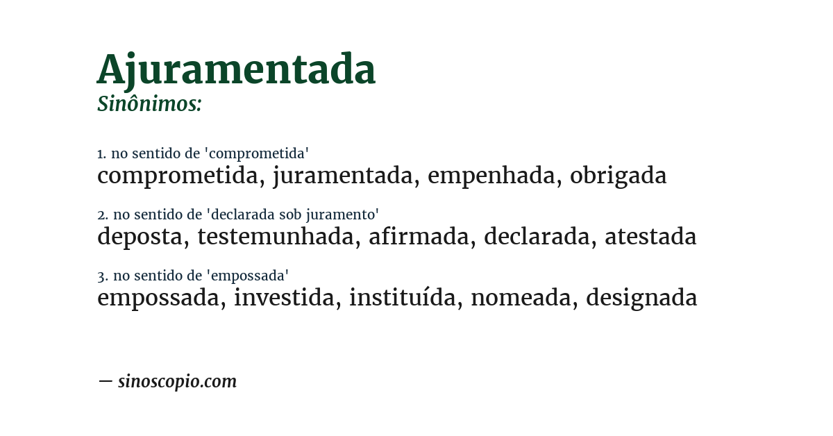 Sinônimo de ajuramentada