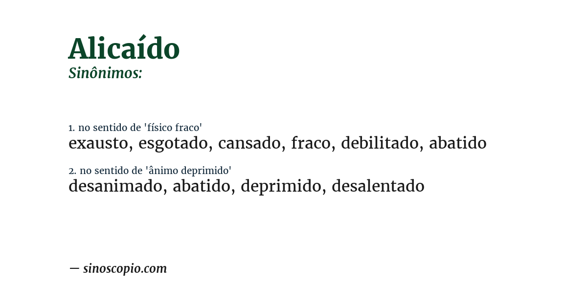 Sinônimo de alicaído