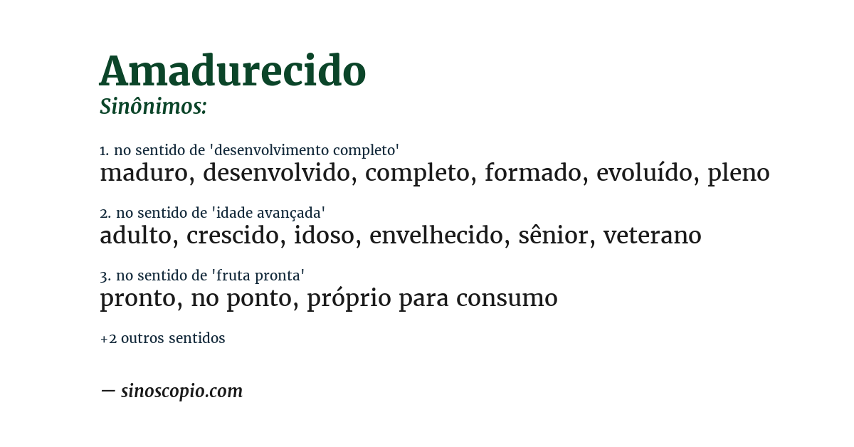 Sinônimo de amadurecido