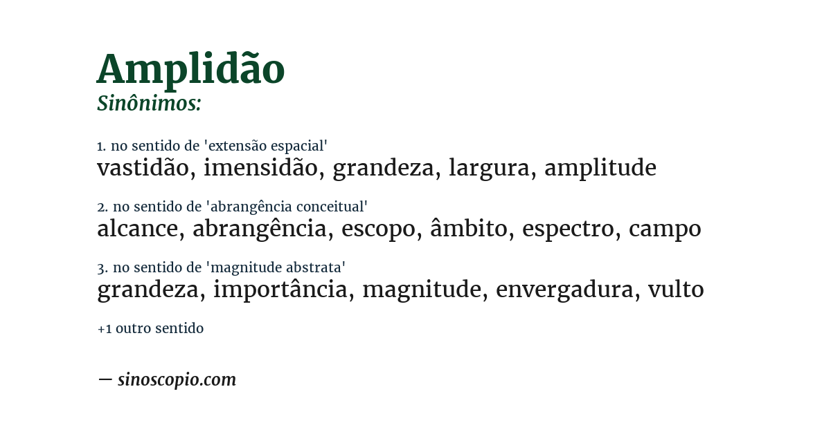 Sinônimo de amplidão