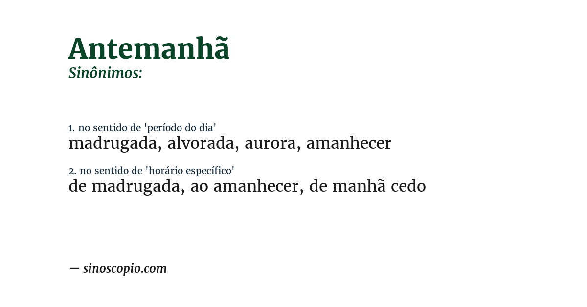 Sinônimo de antemanhã