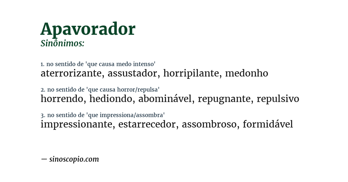 Sinônimo de apavorador