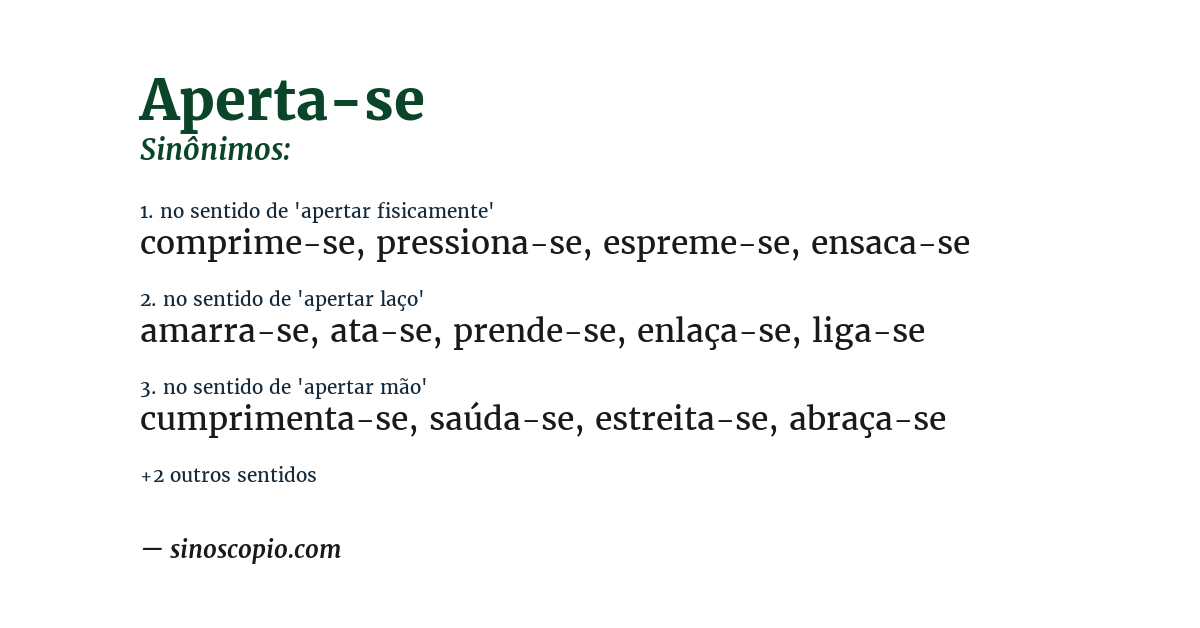 Sinônimo de aperta-se