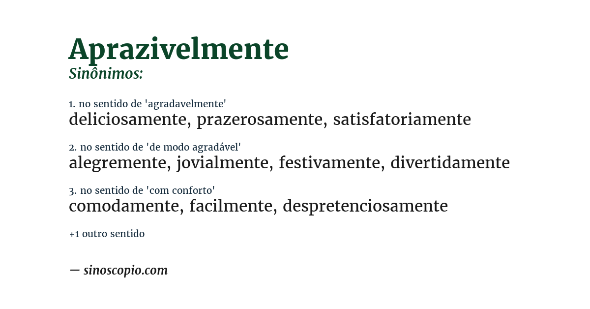 Sinônimo de aprazivelmente